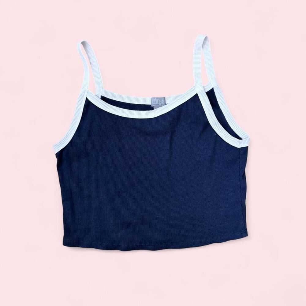 Tillys Women's Navy and White Vest